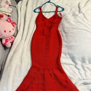 Elegant Red Bodycon Mermaid Dress